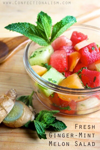 Ginger-Mint Melon Salad Recipe Confectionalism.com